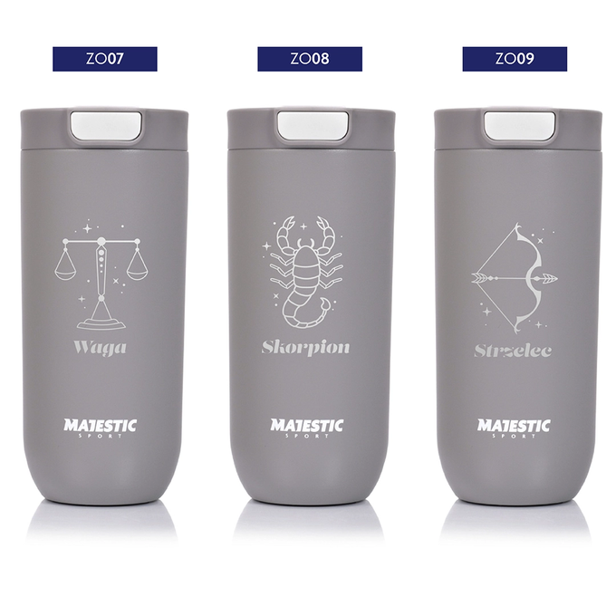 Kubek termiczny Majestic Sport Bullet 540 ml szary - Znak Zodiaku