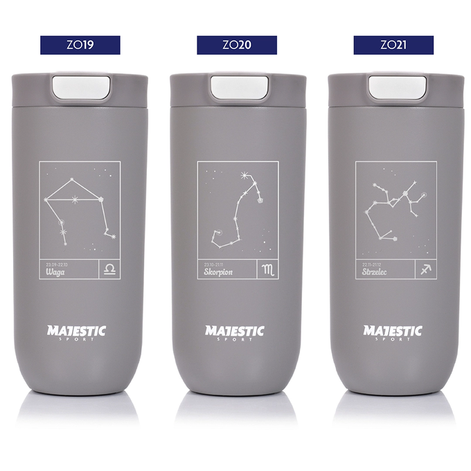 Kubek termiczny Majestic Sport Bullet 540 ml szary - Znak Zodiaku