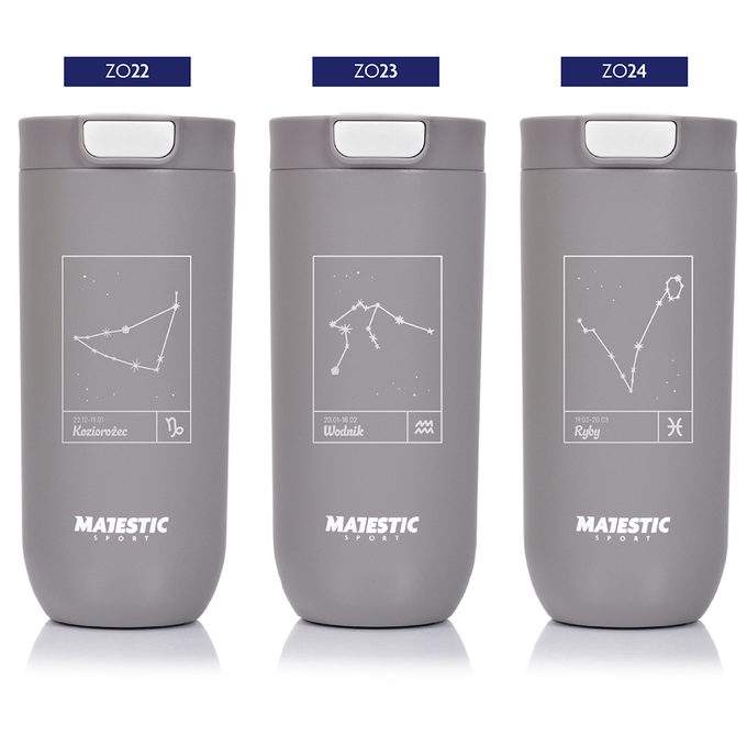 Kubek termiczny Majestic Sport Bullet 540 ml szary - Znak Zodiaku