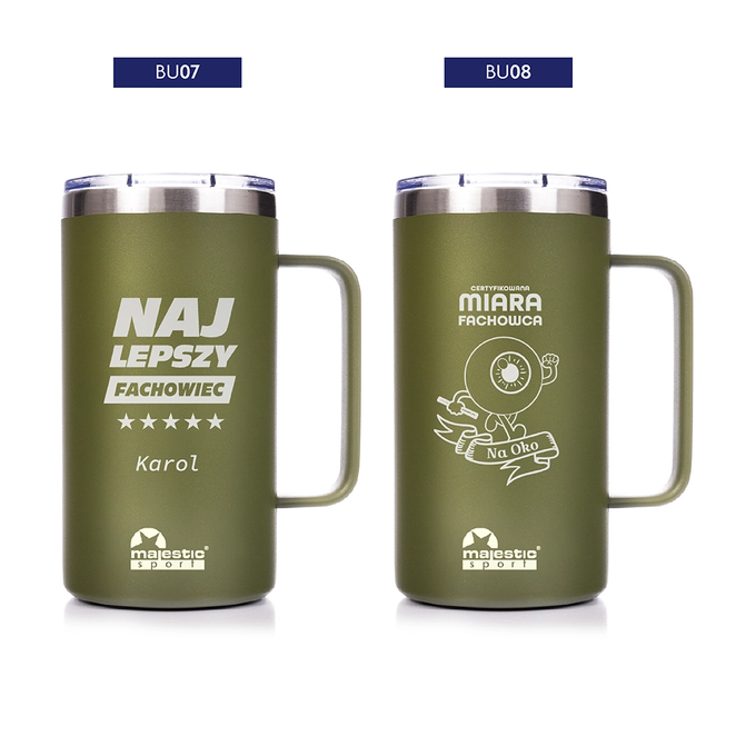 Kubek termiczny Majestic Sport Gump 650 ml zielony - dla budowlańca