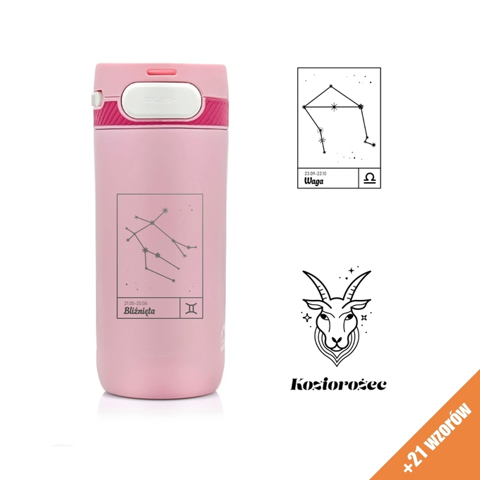 Kubek termiczny Majestic Sport Nord 420 ml różowy - Znak Zodiaku