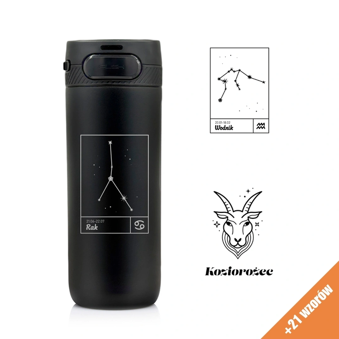 Kubek termiczny Majestic Sport Nord 600 ml czarny - Znak Zodiaku