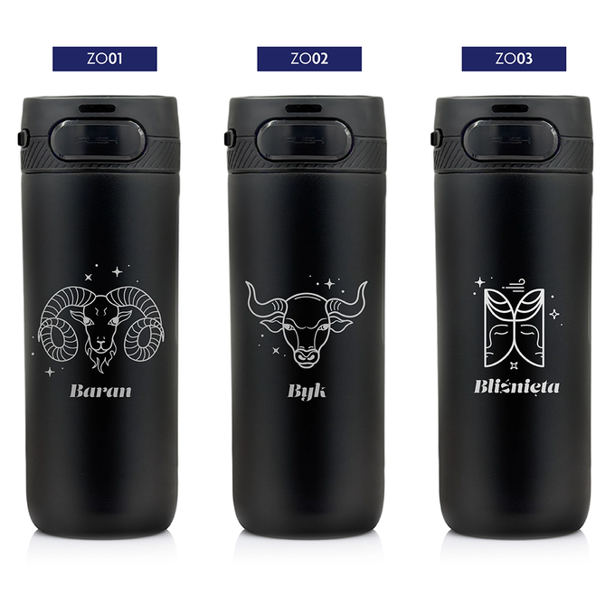 Kubek termiczny Majestic Sport Nord 600 ml czarny - Znak Zodiaku