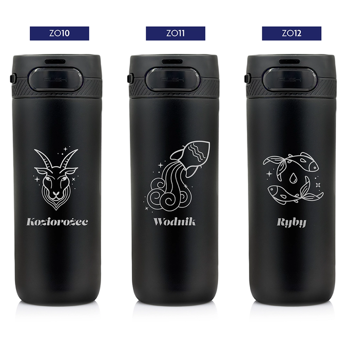 Kubek termiczny Majestic Sport Nord 600 ml czarny - Znak Zodiaku