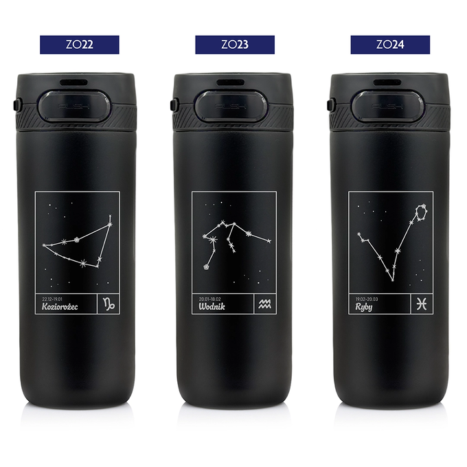 Kubek termiczny Majestic Sport Nord 600 ml czarny - Znak Zodiaku