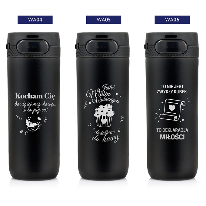 Kubek termiczny Majestic Sport Nord 600 ml czarny - na Walentynki