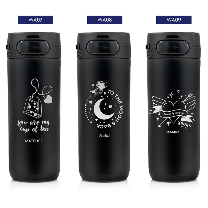 Kubek termiczny Majestic Sport Nord 600 ml czarny - na Walentynki