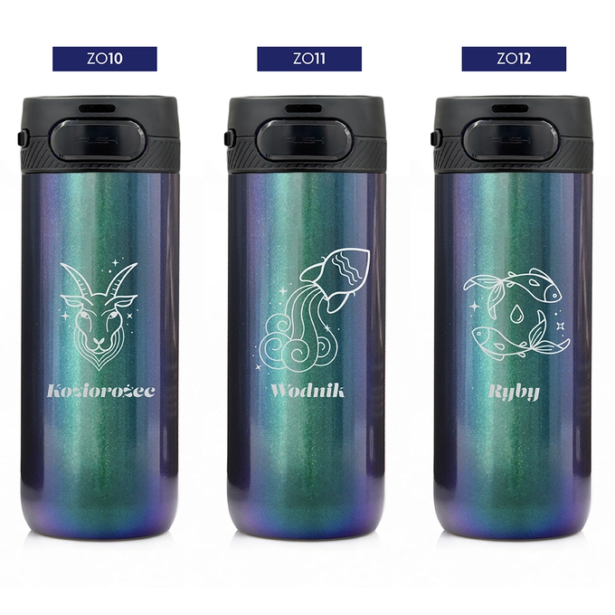Kubek termiczny Majestic Sport Nord 600 ml holo zielony - Znak Zodiaku