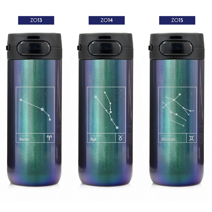 Kubek termiczny Majestic Sport Nord 600 ml holo zielony - Znak Zodiaku