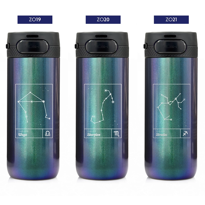 Kubek termiczny Majestic Sport Nord 600 ml holo zielony - Znak Zodiaku