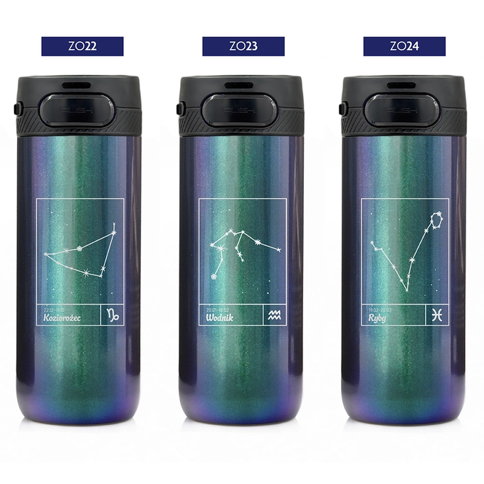 Kubek termiczny Majestic Sport Nord 600 ml holo zielony - Znak Zodiaku