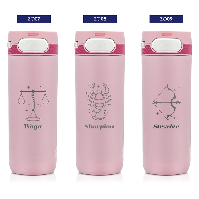Kubek termiczny Majestic Sport Nord 600 ml różowy - Znak Zodiaku
