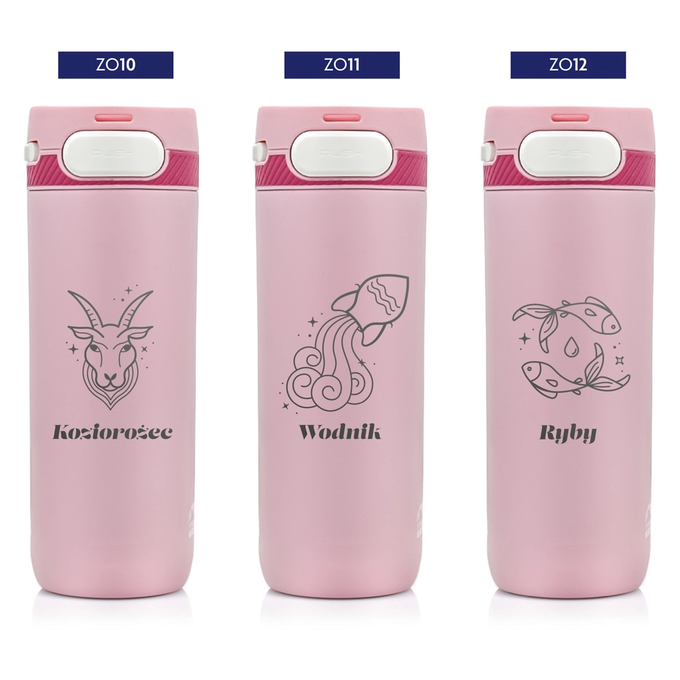 Kubek termiczny Majestic Sport Nord 600 ml różowy - Znak Zodiaku