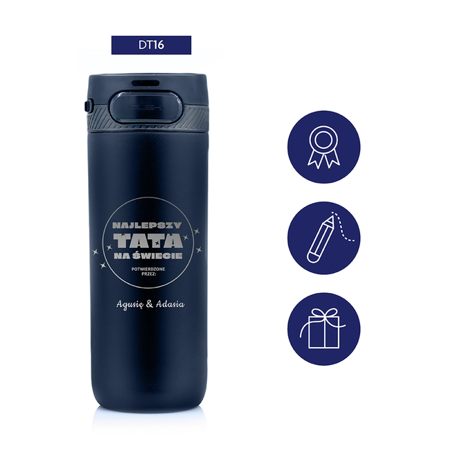 Kubek termiczny z grawerem dla Taty na Dzień Ojca Majestic Sport Nord 600 ml niebieski