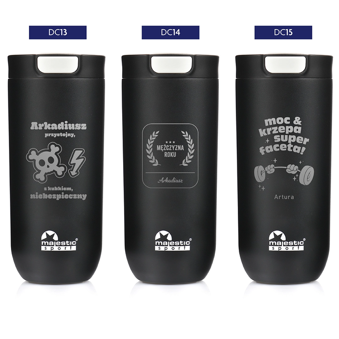 Kubek termiczny z grawerem na Dzień Chłopaka Majestic Sport Bullet 540 ml czarny