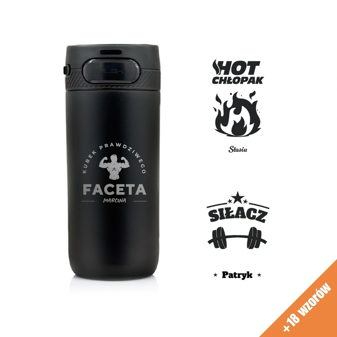 Kubek termiczny z grawerem na Dzień Chłopaka Majestic Sport Nord 420 ml czarny