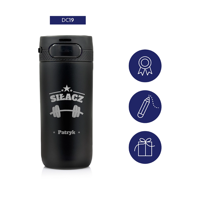 Kubek termiczny z grawerem na Dzień Chłopaka Majestic Sport Nord 420 ml czarny
