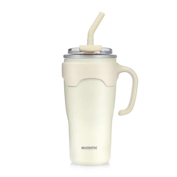 Kubek termiczny ze słomką Majestic Sport Jelly 650 ml biały