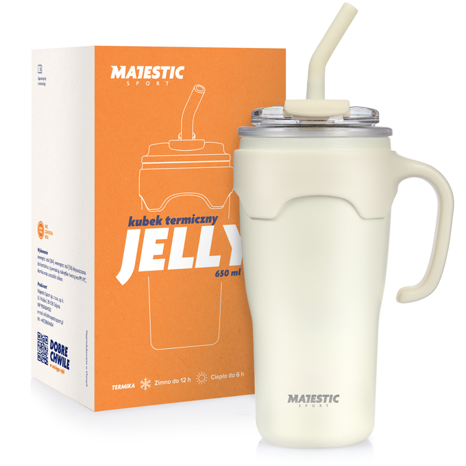 Kubek termiczny ze słomką Majestic Sport Jelly 650 ml biały