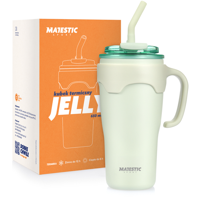 Kubek termiczny ze słomką Majestic Sport Jelly 650 ml zielony