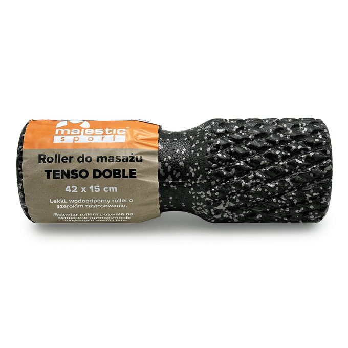 Roller do masażu Majestic Sport TENSO DOBLE 42x15 cm z wypustkami czarno-szary