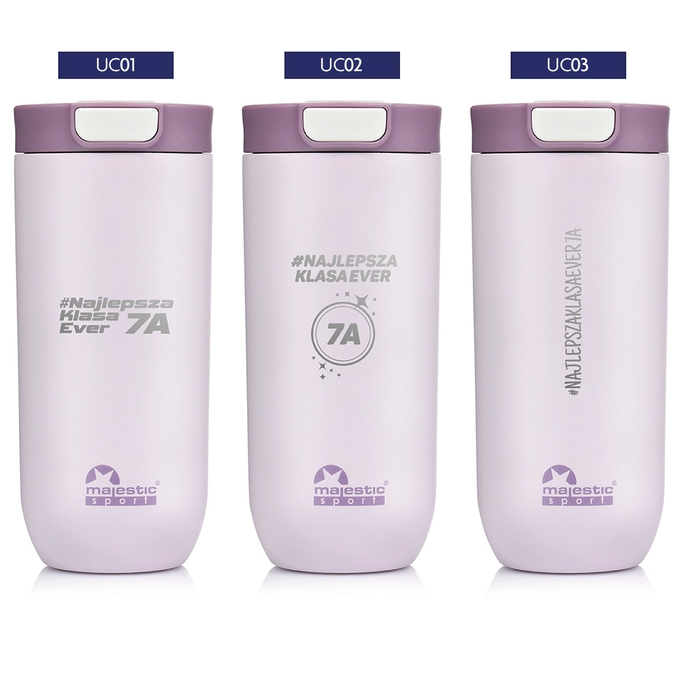 Różowy kubek termiczny z grawerem dla ucznia, dla absolwenta, Majestic Sport Bullet 540 ml, różne wzory