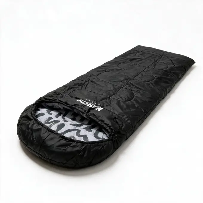 Śpiwór turystyczny Majestic Sport 210x75 cm czarny R-ZIP prawy