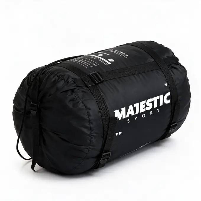 Śpiwór turystyczny Majestic Sport 210x75 cm czarny R-ZIP prawy