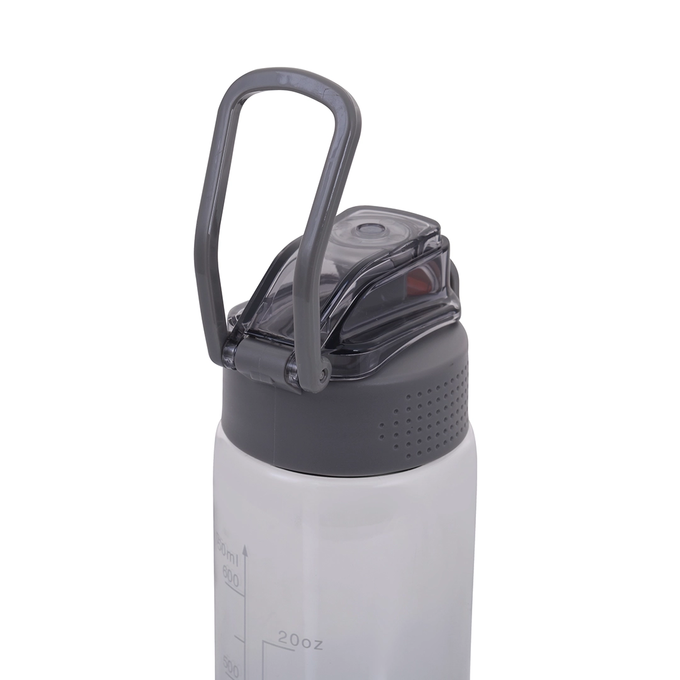 Szara butelka tritanowa na wodę o pojemności 750l, Majestic Sport Okosei Clear z uchwytem