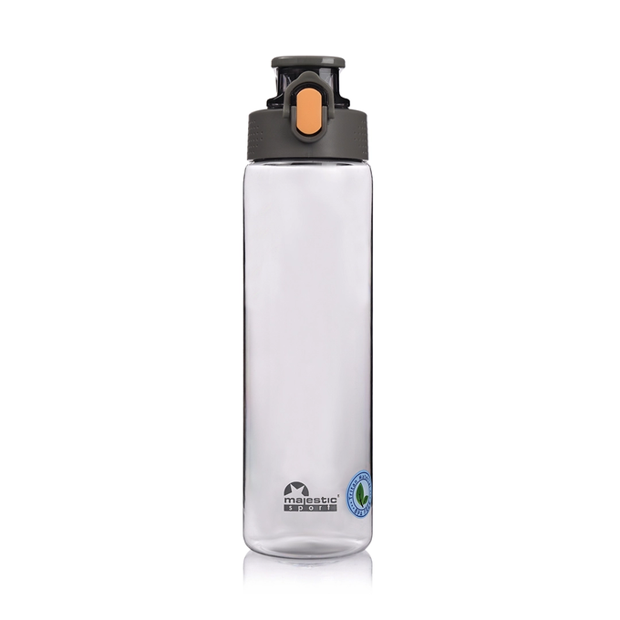 Szara butelka tritanowa na wodę o pojemności 750l z logotypem Majestic Sport Okosei Clear, idealna na siłownię