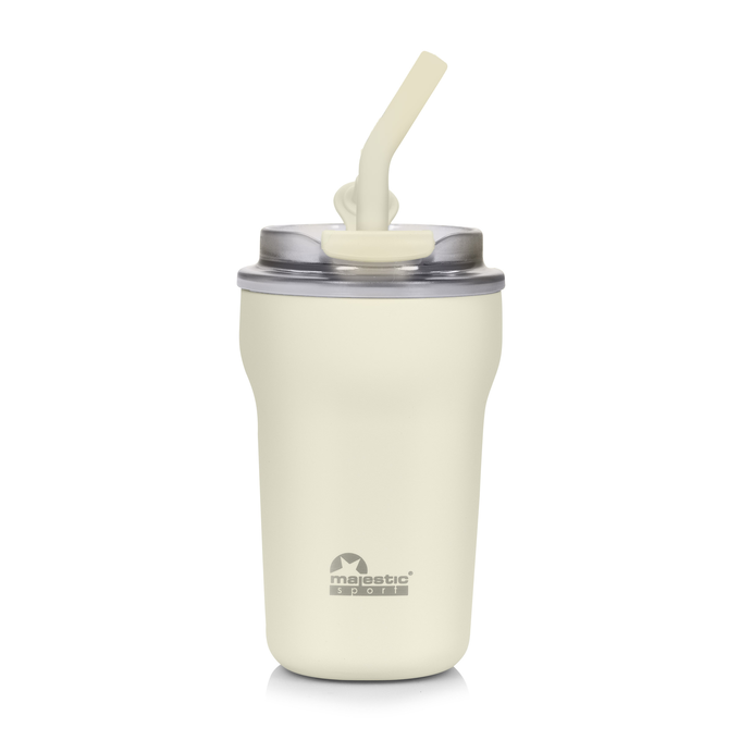  Zestaw dla dwojga - Kubek termiczny ze słomką Majestic Sport Hoody 420 ml czarny i biały