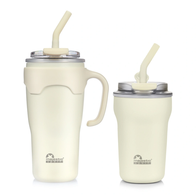 Zestaw dla dwojga - Kubeki termiczne ze słomką Majestic Sport Jelly 650 ml oraz Majestic Sport Hoody 420 ml (biały)
