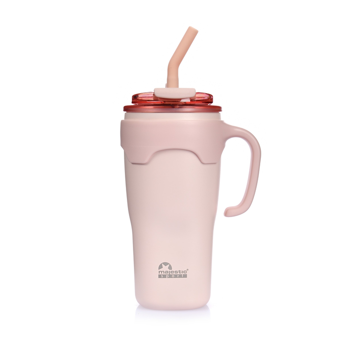 Zestaw dla dwojga - Kubeki termiczne ze słomką Majestic Sport Jelly 650 ml oraz Majestic Sport Hoody 420 ml (różowy)