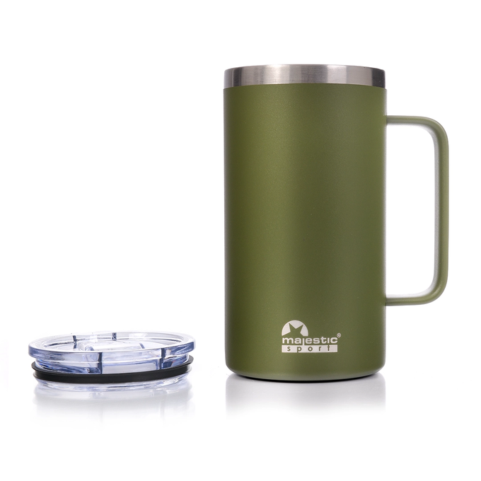 Zielony kubek termiczny z uchwytem, Majestic Sport Gump o pojemności 650 ml, z ustnikiem i zakrętką