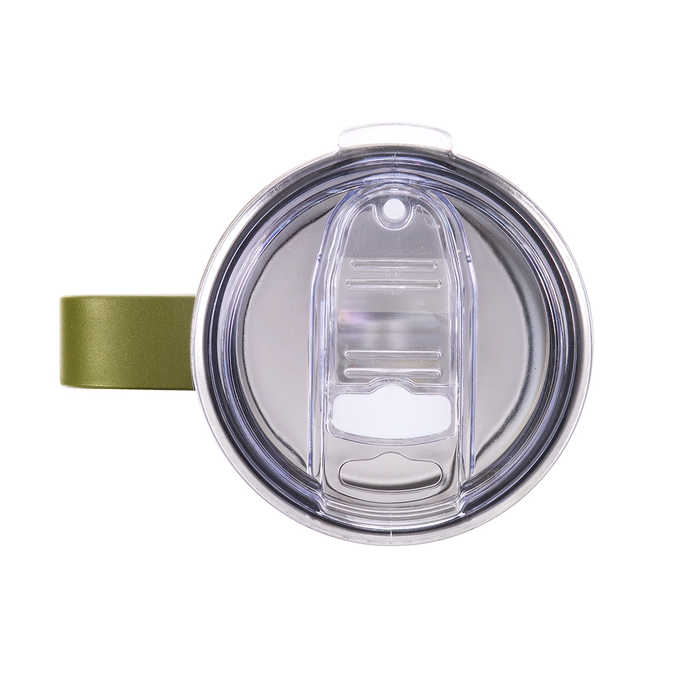 Zielony kubek termiczny z uchwytem o pojemności 650 ml z logotypem Majestic Sport Gump, otwarty ustnik