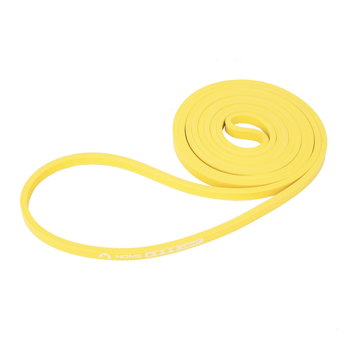 Żółta guma Home Band Light, Majestic Sport, zwinięta w kompaktowy kształt, gotowa na trening