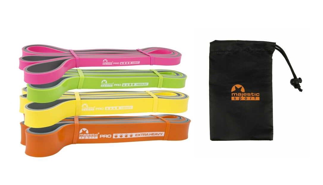 Zestaw gum do ćwiczeń PRO BiColor BAND 4 sztuki z woreczkiem