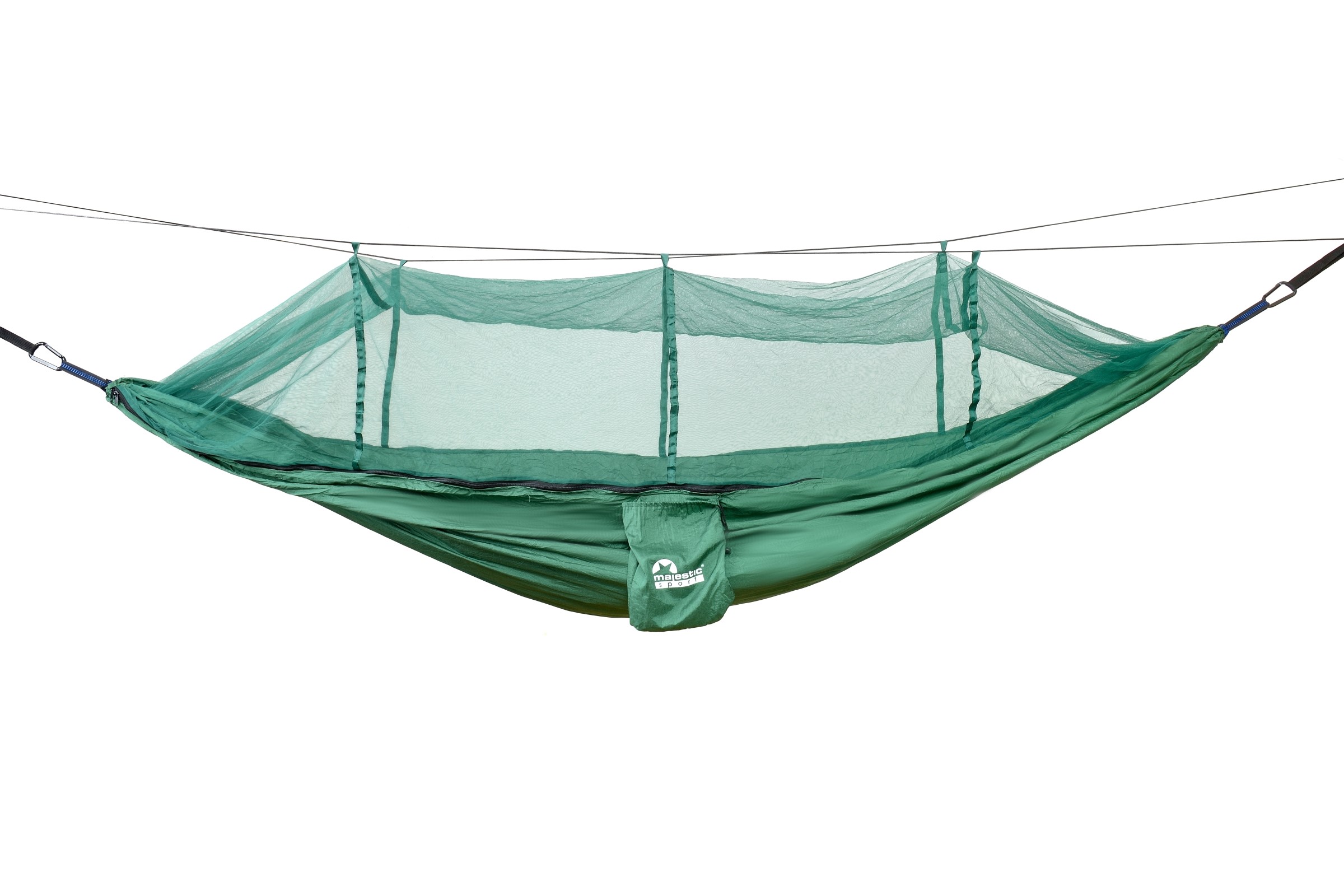 Hamak turystyczny z moskitierą Majestic Sport NOX 260x140 cm ciemnozielono-jasnozielony