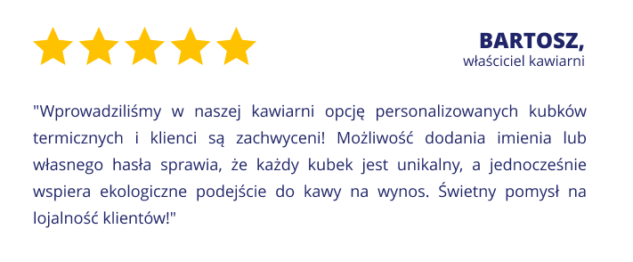 Opinia klienta o kubkach z nadrukiem Majestic Sport